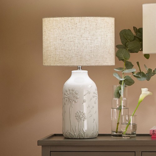 White ceramic table lamp - white,