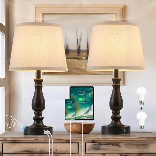 Table lamp set with usb - 2, usb-c