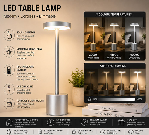 Cordless led table lamp - table, touch