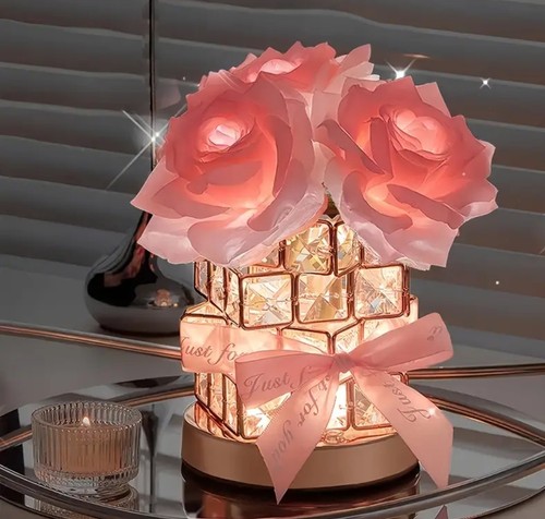Crystal rose table lamp - lamp, led