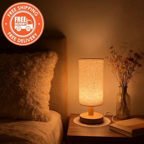 Cozy wooden bedside lamp - bedside,