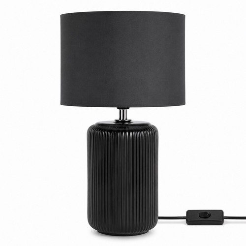 Black ribbed ceramic table - ceramic,